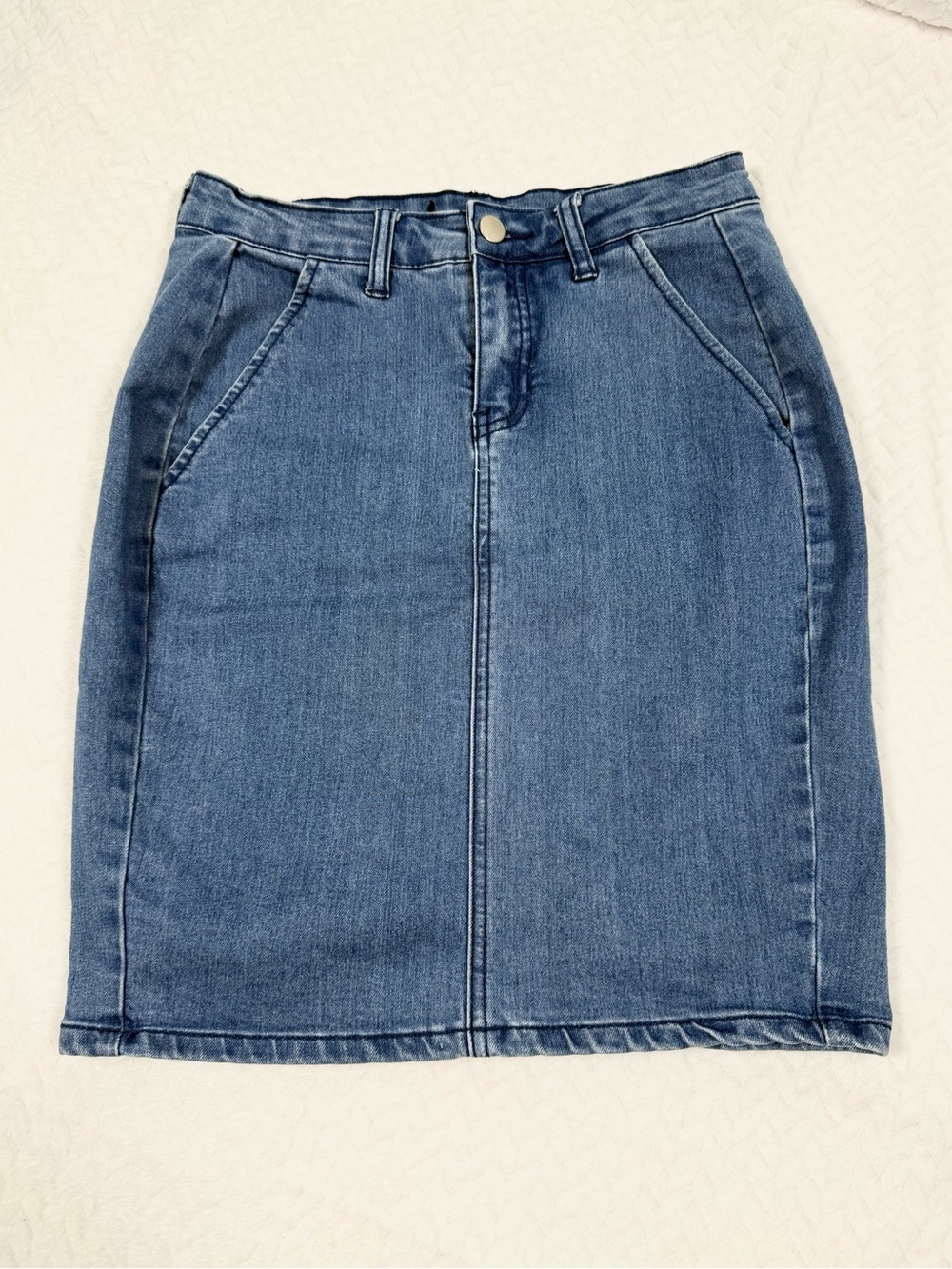 H&M Women’s Blue Stretch Denim Pencil Skirt Knee Length Size 26